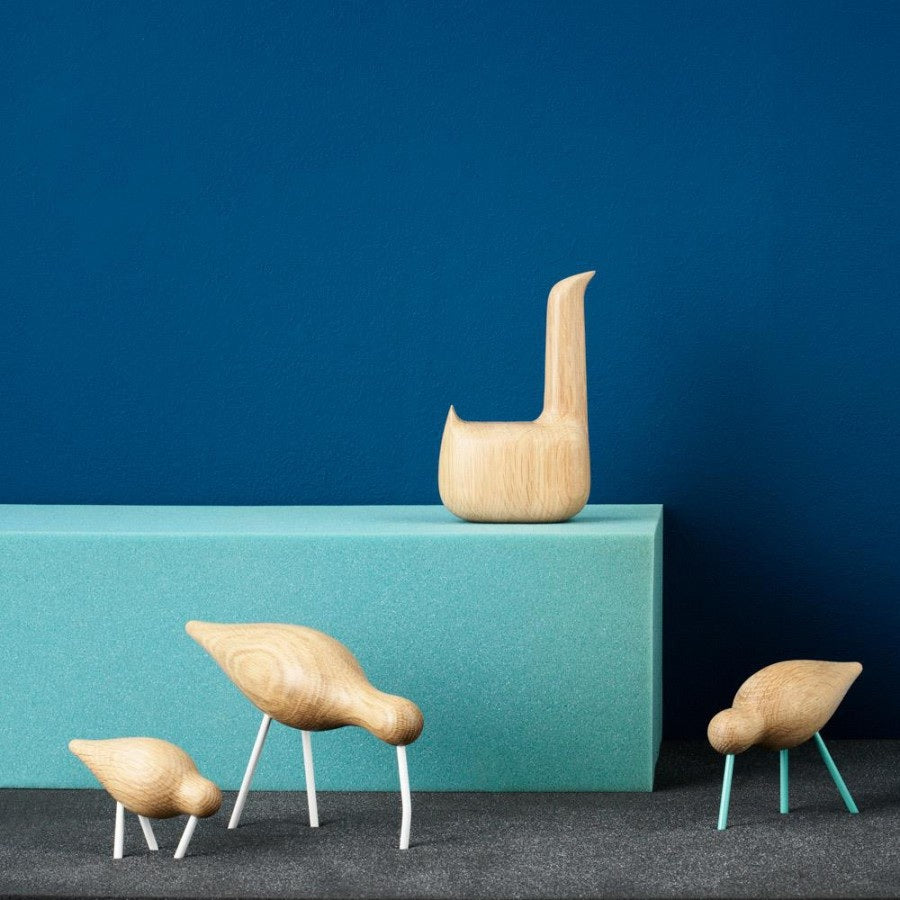 Figura Shorebird Grande Madera y Blanco