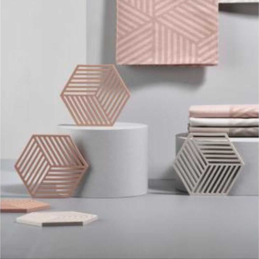 Salvamanteles Hexagonal Gris Claro