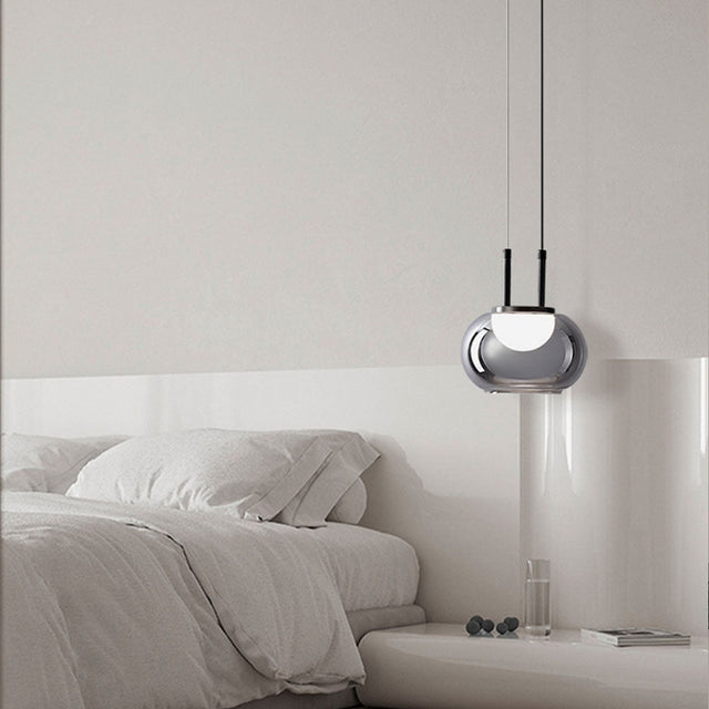 Lámpara colgante de aluminio y vidrio color smoke Merlo