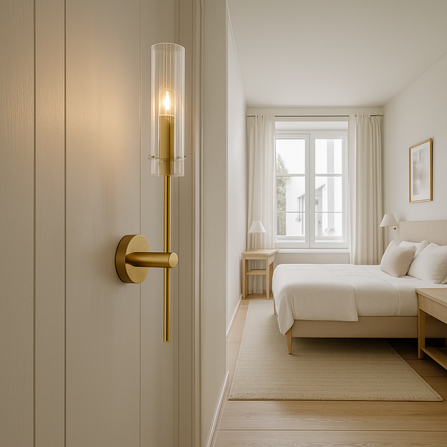 Apliqué de Aluminio Dorado y Vidrio Smoke Merlo