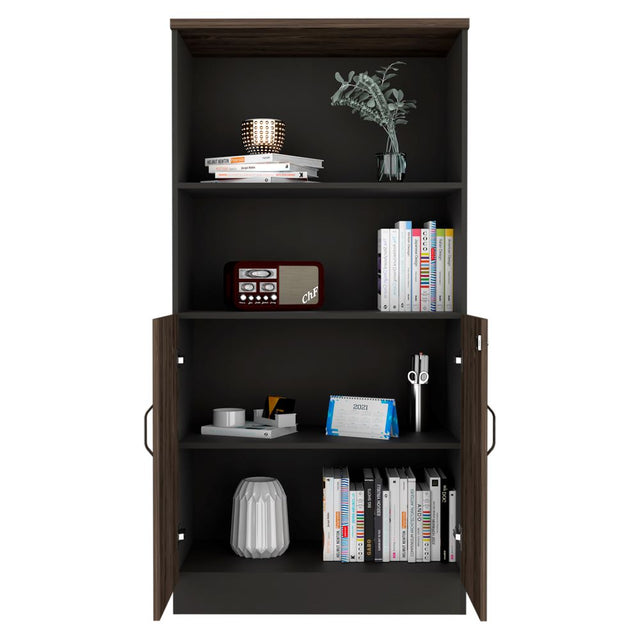 Biblioteca Home Office Negro Soft y Coñac