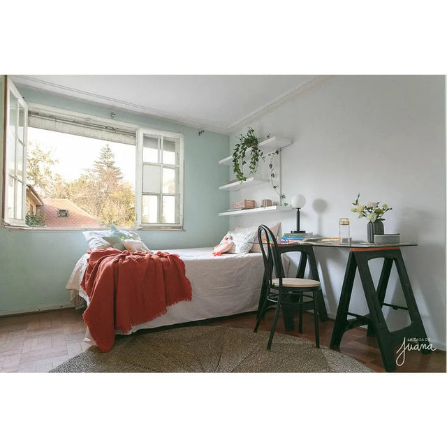 Lámpara de Mesa en Metal negro y Vidrio Ópal Loft