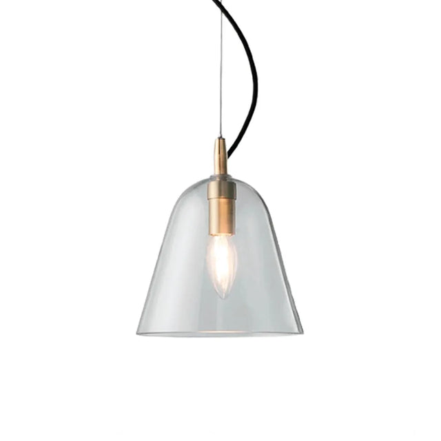 Lámpara Colgante de Aluminio Dorado y Vidrio Campanilla