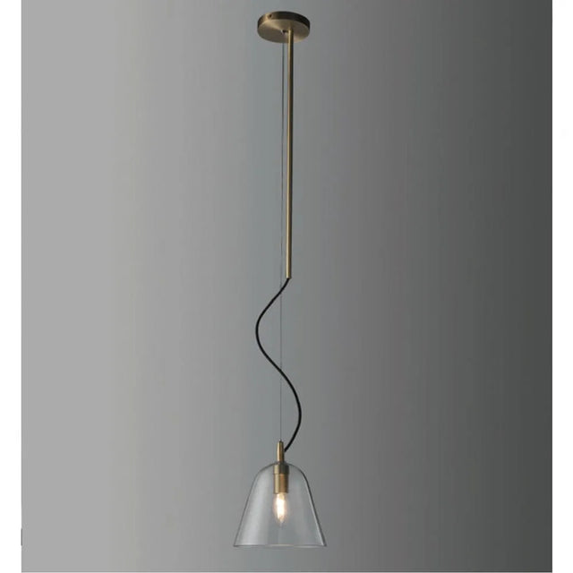 Lámpara Colgante de Aluminio Dorado y Vidrio Campanilla