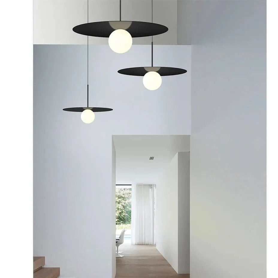 Lámpara Colgante de Vidrio y Aluminio Negro Mirage