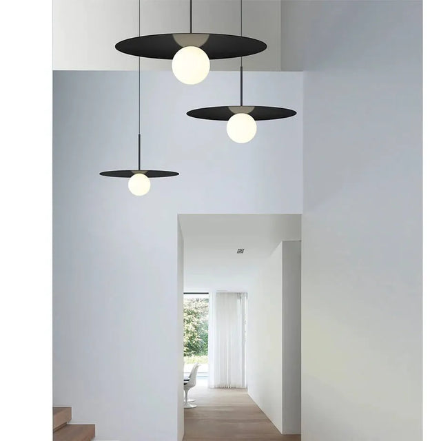 Lámpara Colgante de Vidrio y Aluminio Negro Mirage