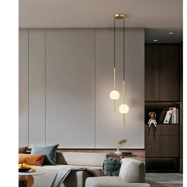 Lámpara Colgante Dorado End Light 2 Esferas