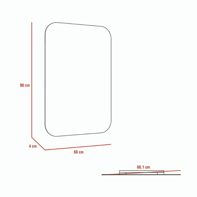 Espejo Pompei Gris Con Esquinas Ovaladas