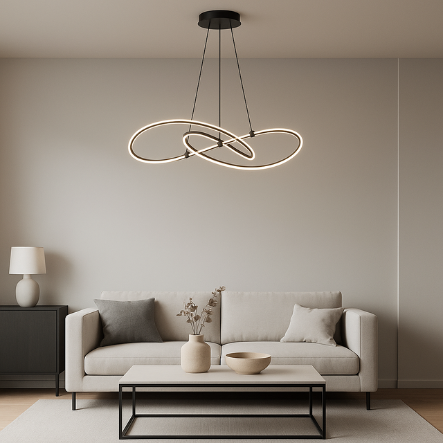 Lámpara colgante de aluminio y led negra Roemond