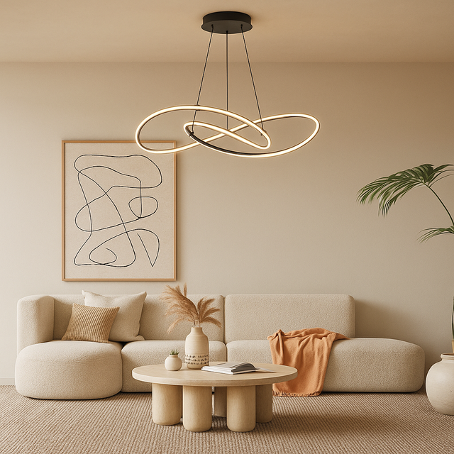 Lámpara colgante de aluminio y led negra Roemond