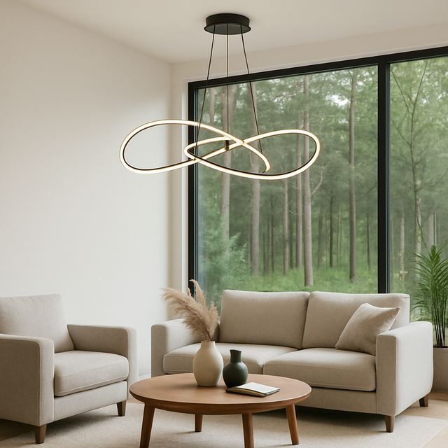 Lámpara colgante de aluminio y led negra Roemond