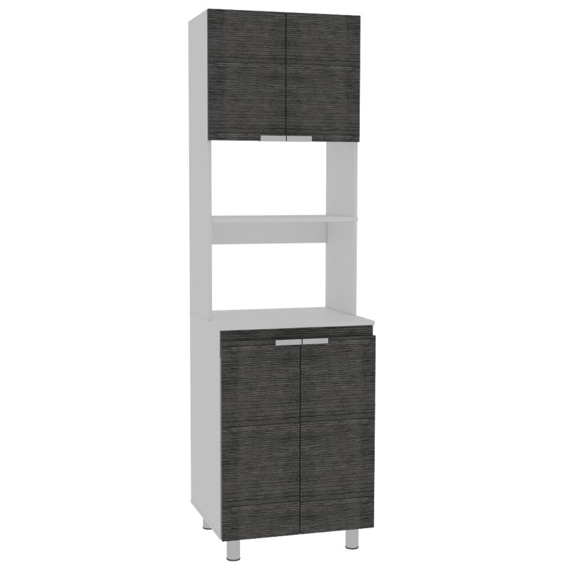 Mueble Microondas Fendi Roble Gris y Blanco