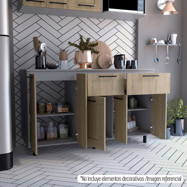 Modulo Inferior Kitchen Hasselt Gris y Rovere