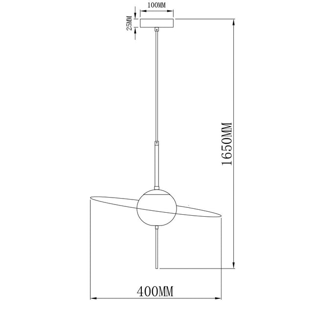 Lámpara colgante de aluminio negro y vidrio Paraná