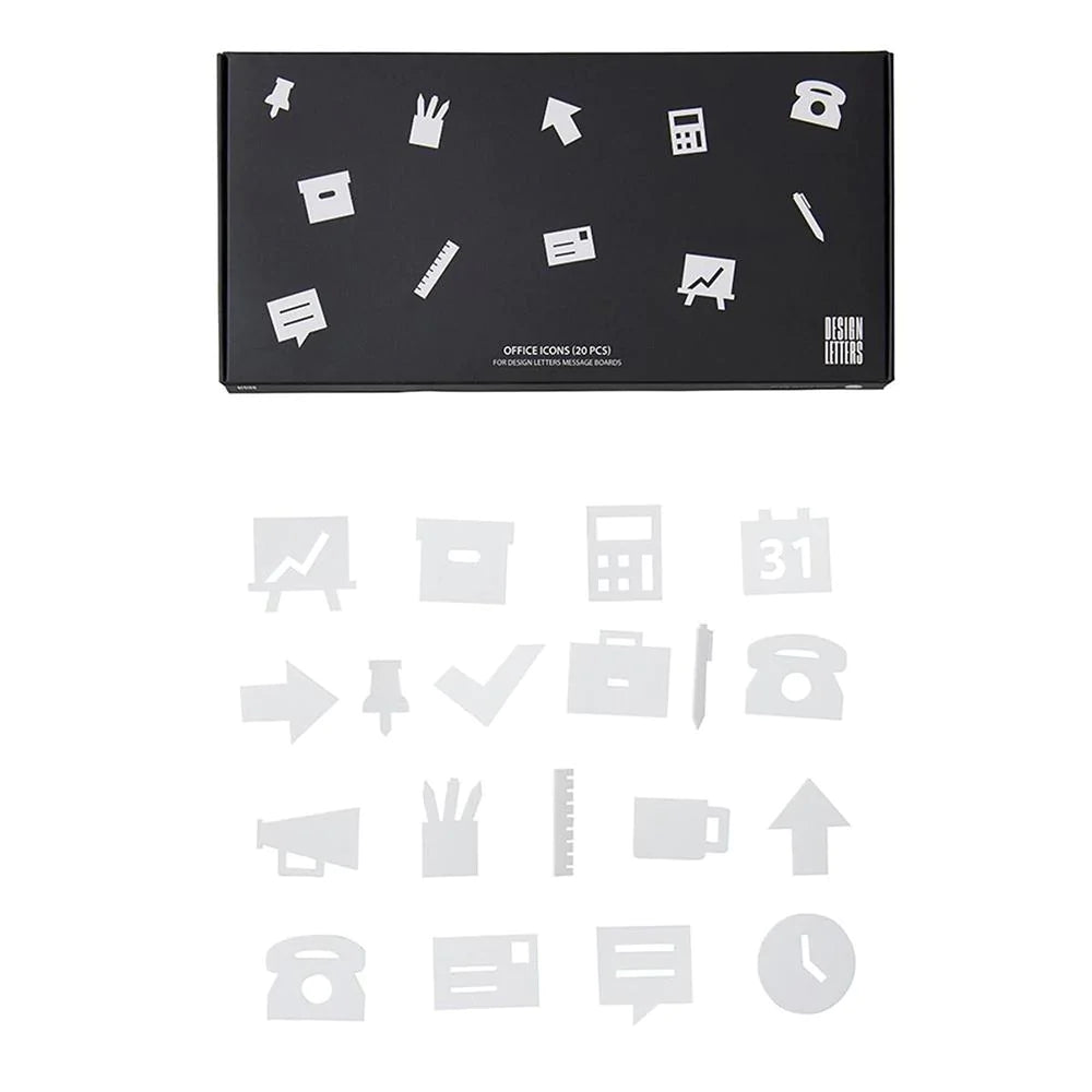Set de Iconos de Oficina Blancos Para Tableros de Mensajes