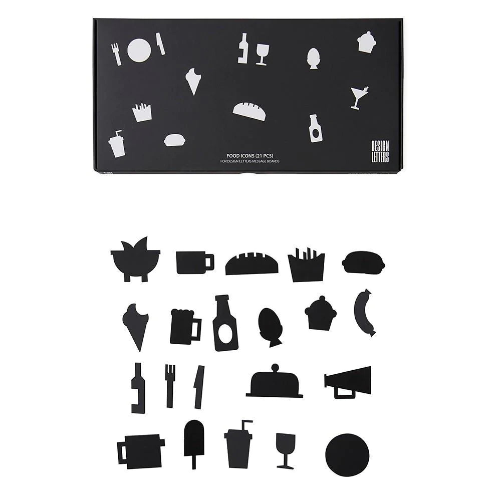 Set de Iconos Negros de Comida Para Tableros de Mensajes