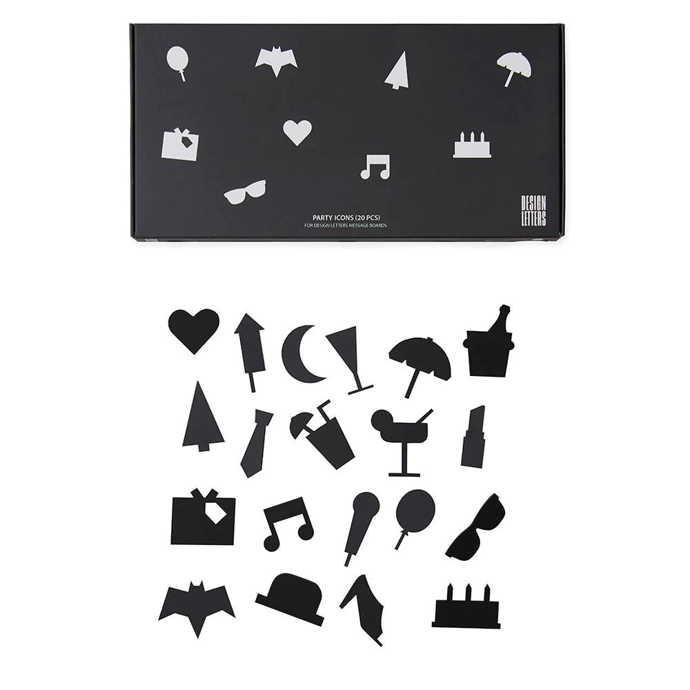 Set de Iconos de Fiesta Negros Para Tableros de Mensajes