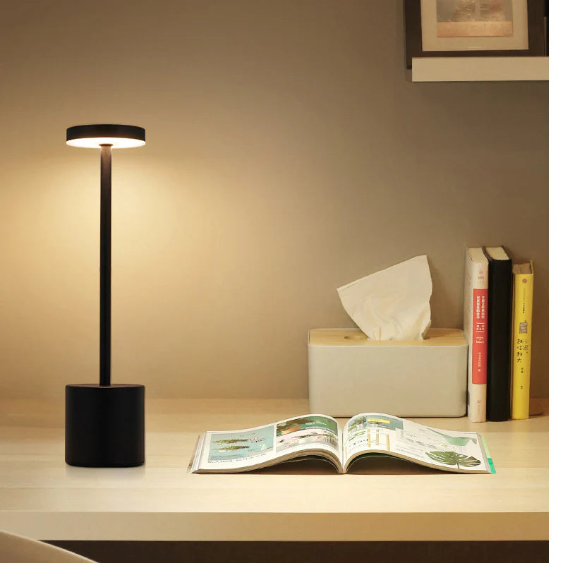 Lámpara Inalámbrica Negra de Mesa Disk