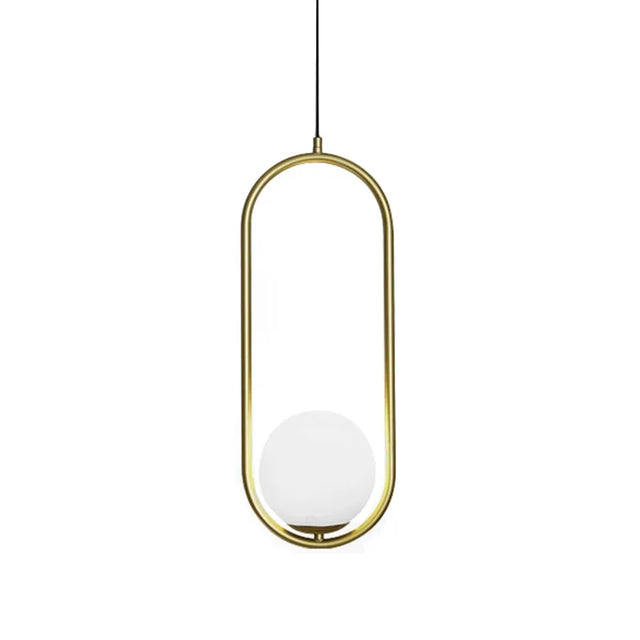 Lámpara Colgante de Metal y Vidrio Dorado Oliva 1