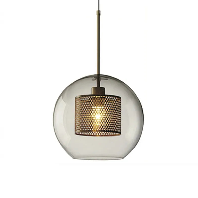 Lámpara Colgante de Vidrio con Detalles en Metal Dorado Lantern 3