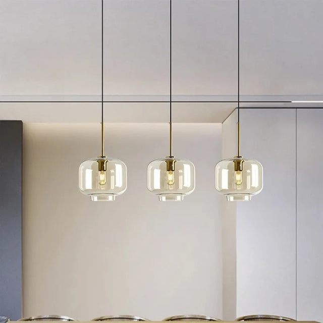 Lámpara colgante de Vidrio Color Champagne Soleil Wide