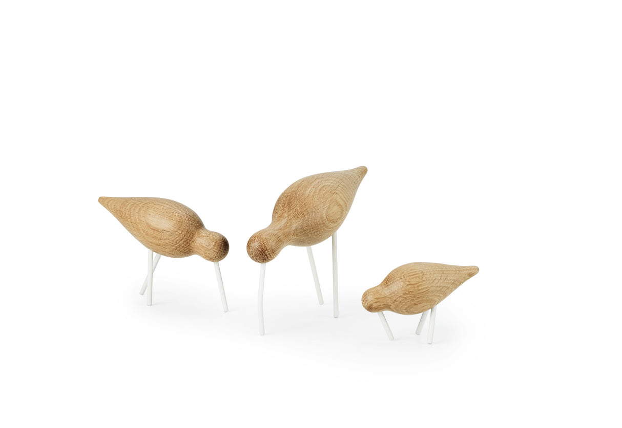 Figura Shorebird Grande Madera y Blanco