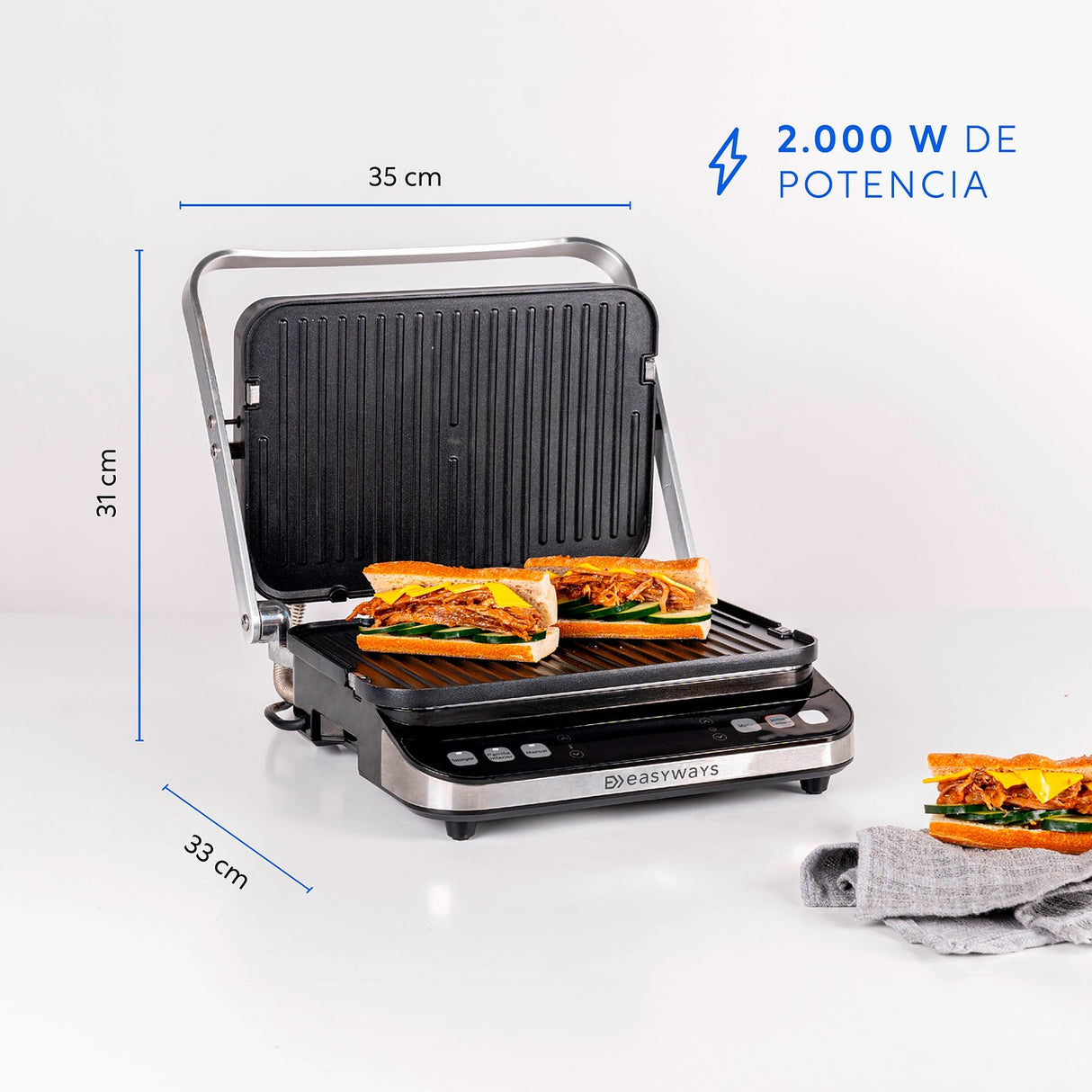 Plancha Sandwichera Let’s Grill 3 en 1