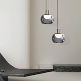 Lámpara colgante de aluminio y vidrio color smoke Merlo