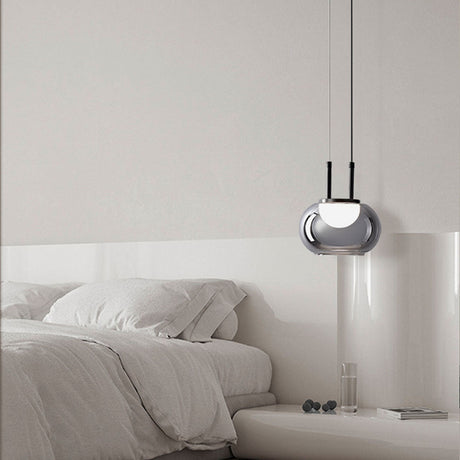 Lámpara colgante de aluminio y vidrio color smoke Merlo