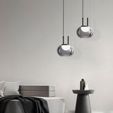 Lámpara colgante de aluminio y vidrio color smoke Merlo