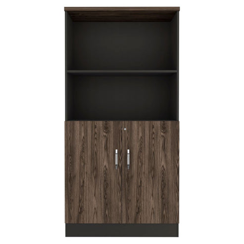 Biblioteca Home Office Negro Soft y Coñac