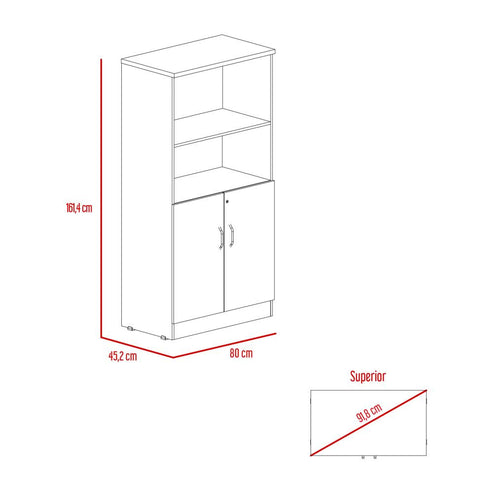 Biblioteca Home Office Negro Soft y Coñac