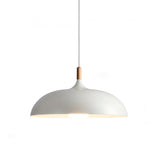 Lámpara colgante de aluminio con detalle en madera Tulipe Blanca