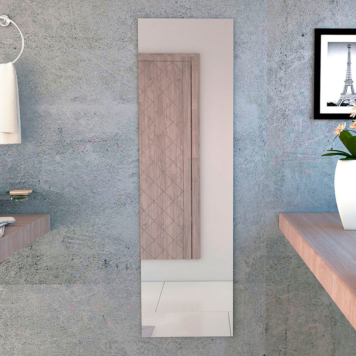 Espejo Sencillo Amalfi, Gris, Con Forma Rectangular