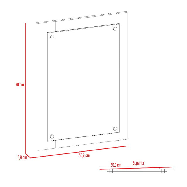 Espejo De Baño Vanguard Rovere y Blanco