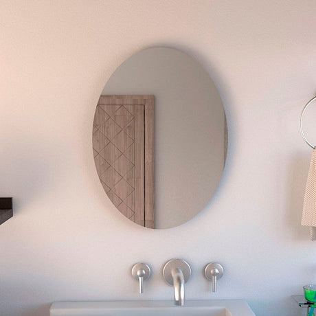 Espejo Napoli Gris Con Forma Ovalada