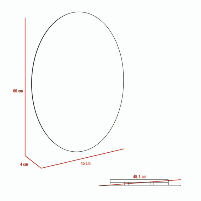 Espejo Napoli Gris Con Forma Ovalada