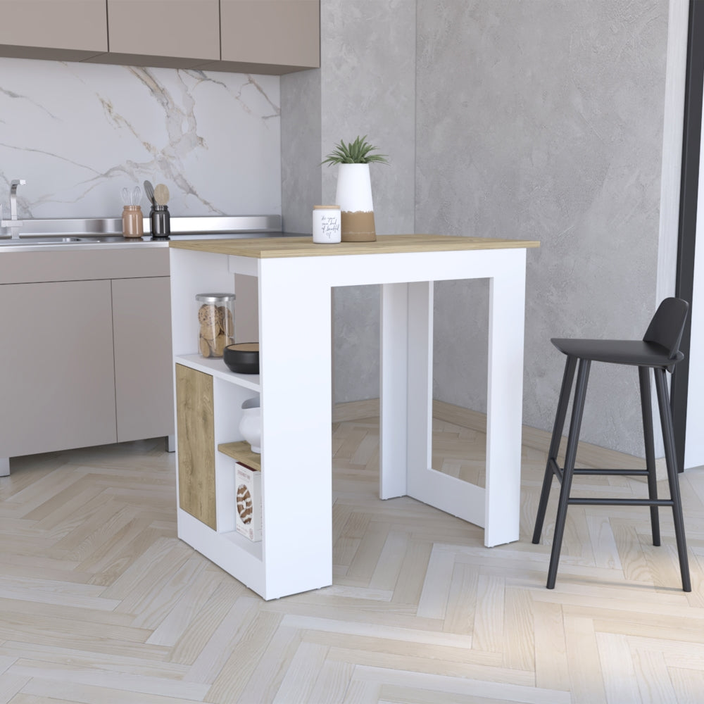Mesa De Cocina Stirling Blanco y Macadamia