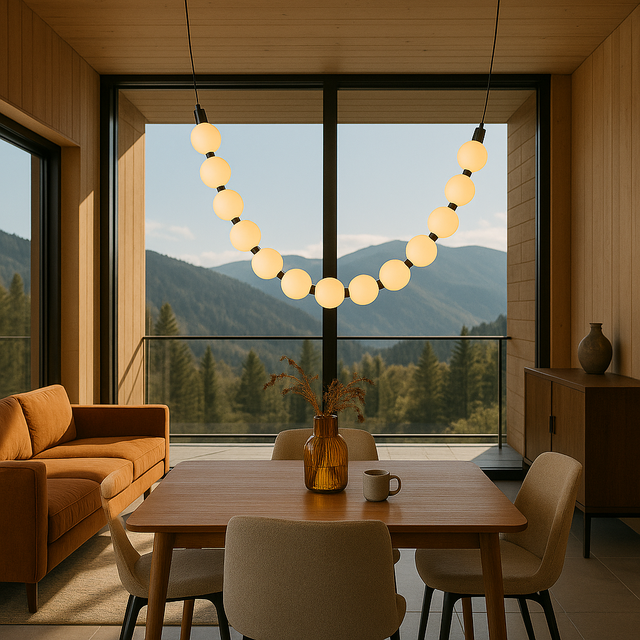 Lámpara colgante de aluminio y acrilico led negro Gouda