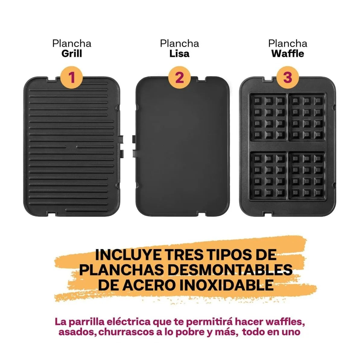 Plancha Sandwichera Let’s Grill 3 en 1