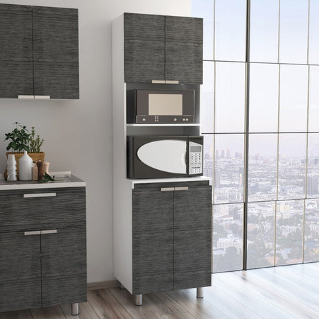 Mueble Microondas Fendi Roble Gris y Blanco