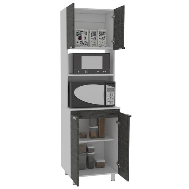 Mueble Microondas Fendi Roble Gris y Blanco