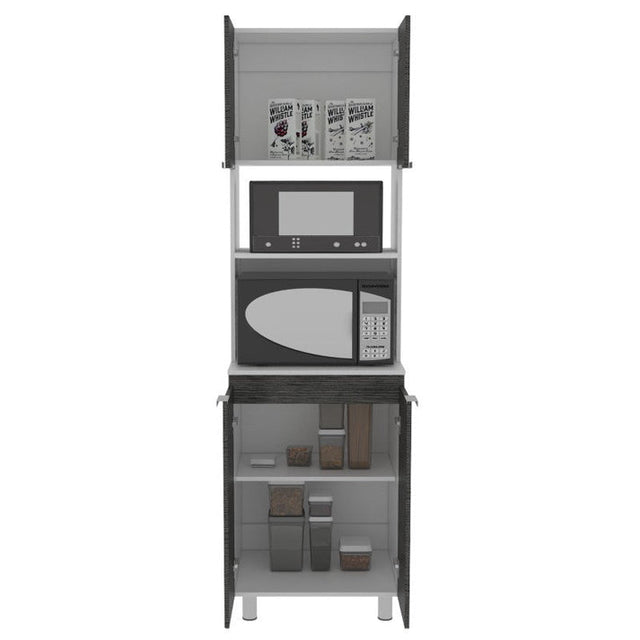 Mueble Microondas Fendi Roble Gris y Blanco