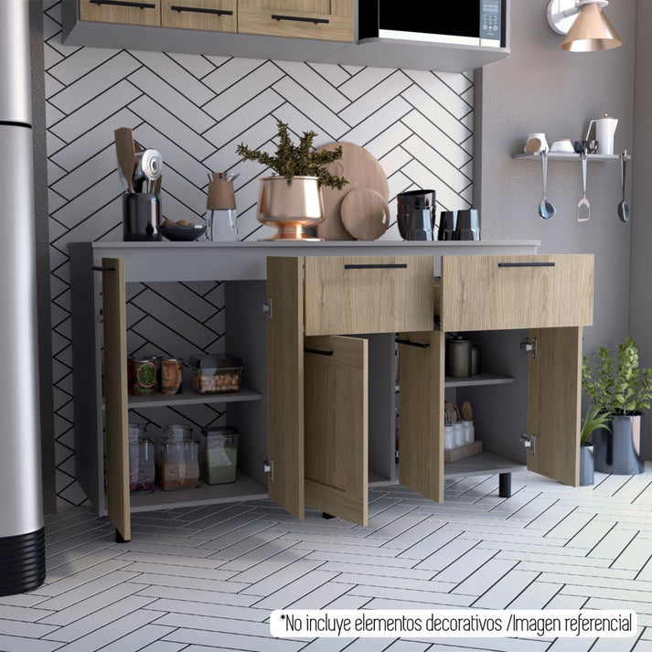 Modulo Inferior Kitchen Hasselt Gris y Rovere