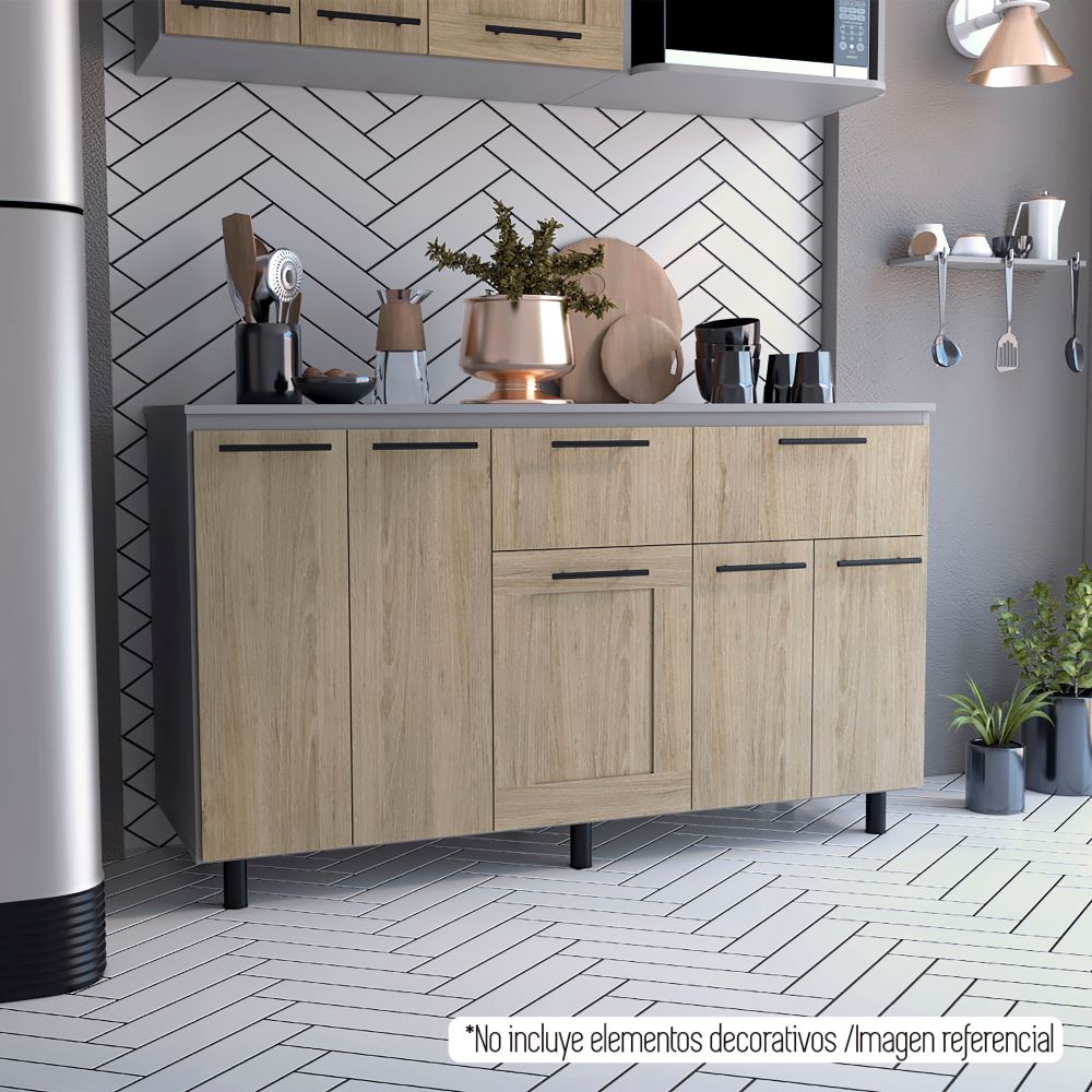 Modulo Inferior Kitchen Hasselt Gris y Rovere