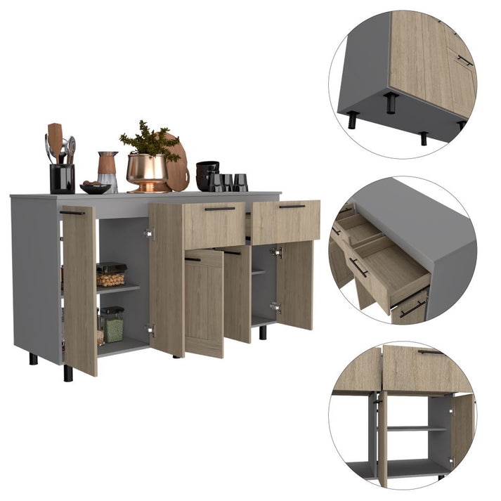 Modulo Inferior Kitchen Hasselt Gris y Rovere