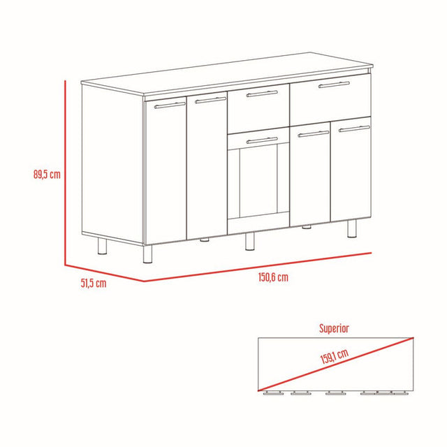 Modulo Inferior Kitchen Hasselt Gris y Rovere