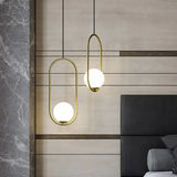 Lámpara Colgante de Metal y Vidrio Dorado Oliva 1